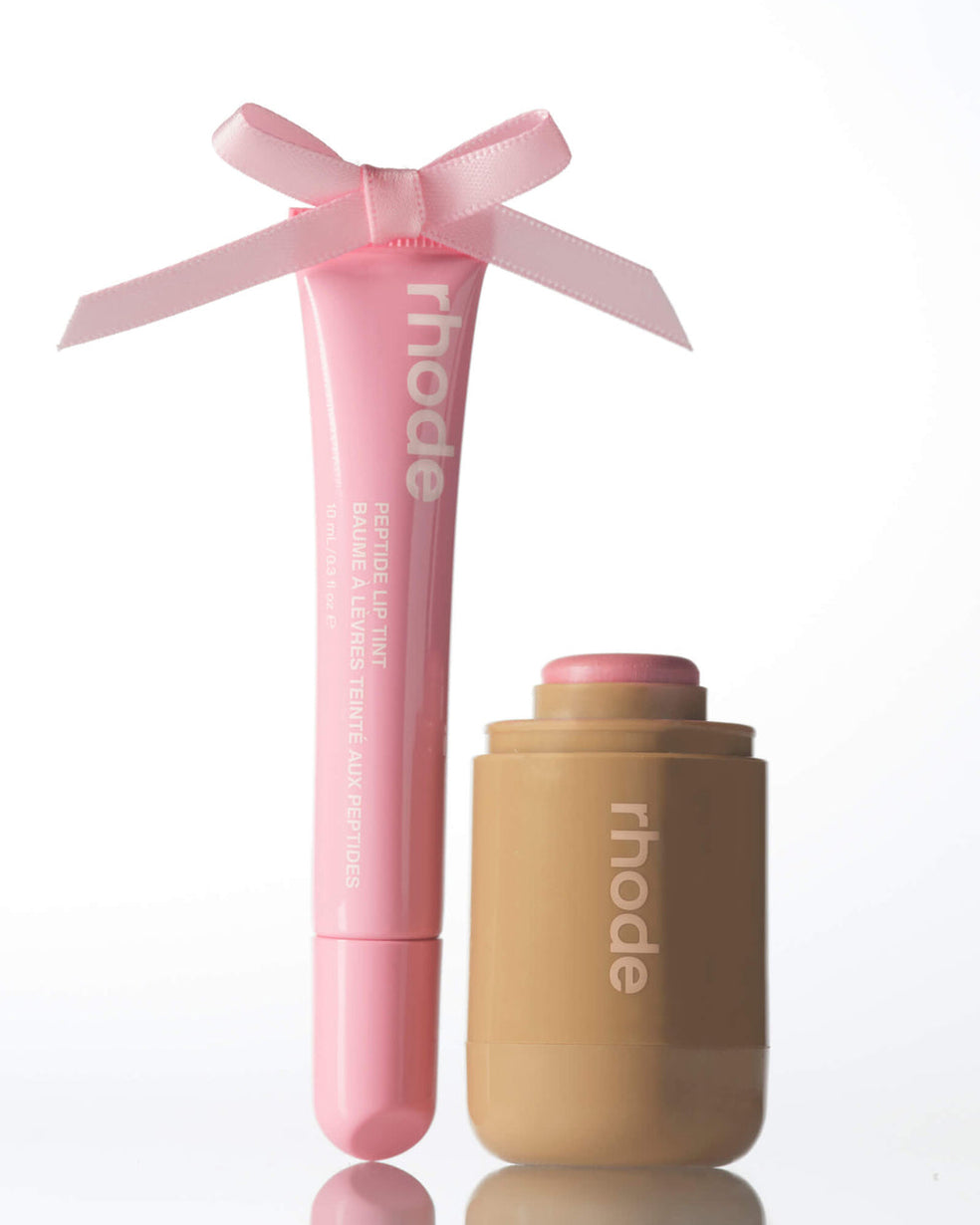 RHODE | piggy Pocket or juice box Blush & ribbon Peptide Lip Tint Duok