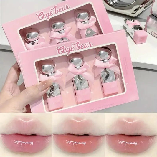 Original Gege Bear Bow High Quality Lip Gloss – 3 Pcs Set