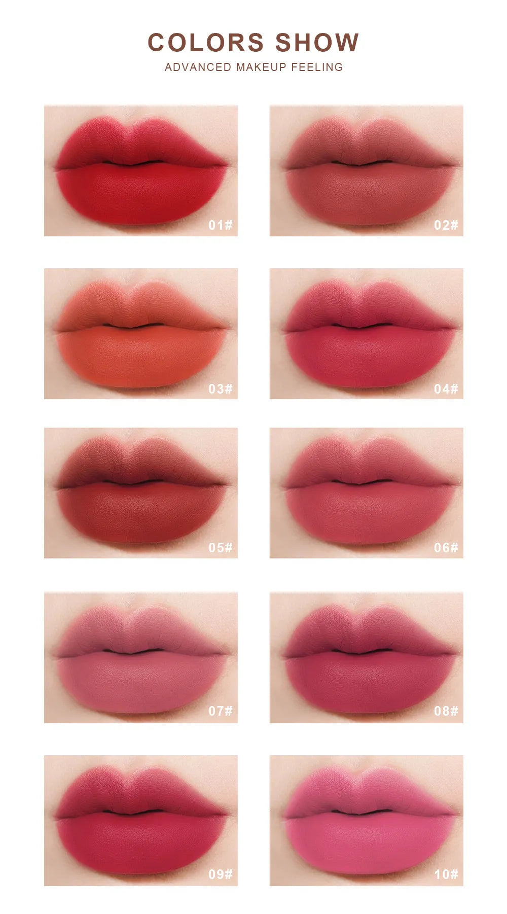 Dragon Ranee Vigor Make Up Matte Lipstick 10Pcs Set